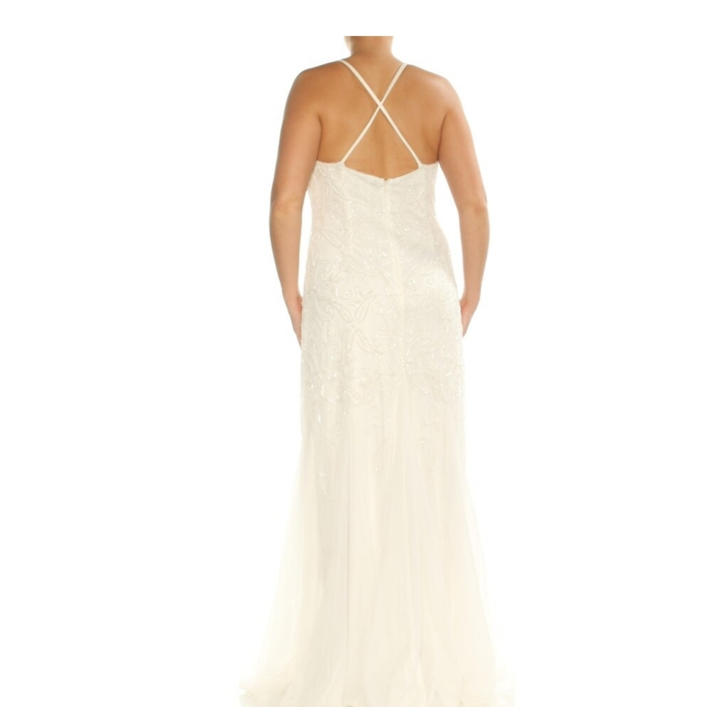 Adrianna Papell Beaded Tulle A-Line Gown - Picture 3 of 6